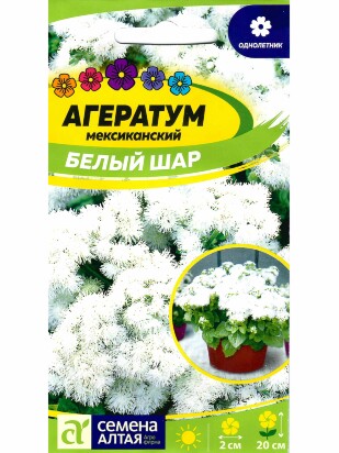 Агератум Белый шар [Семена алтая]