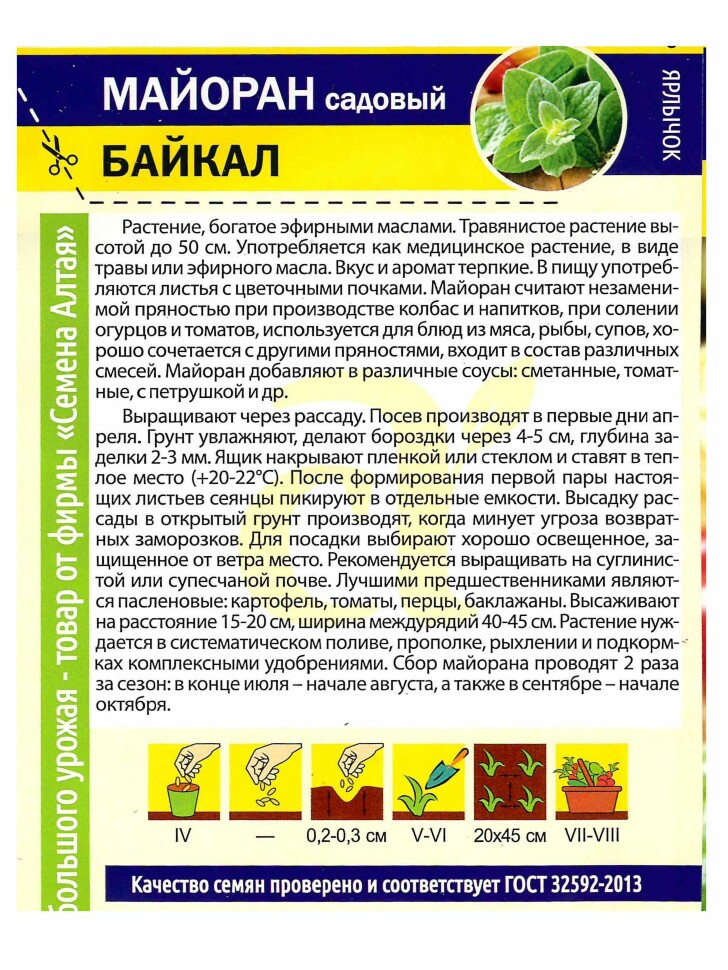 Майоран Байкал [Семена алтая] купить с доставкой